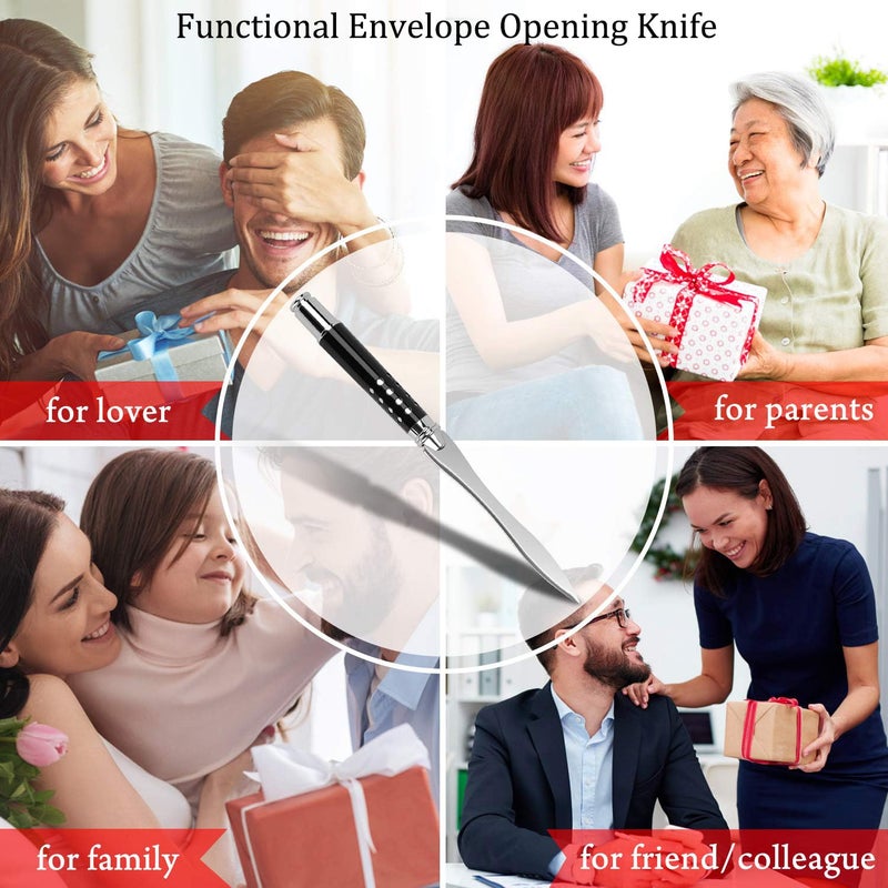 CaLeQi Handle Letter Opener knife Stainless Steel Knife Split File Envelopes Stationery Handle Portable Envelope Opener for School Home Work Uses (Mahogany gold letter opener) - Image 5